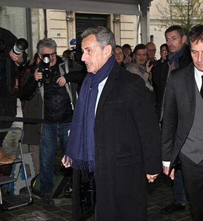 Nicolas Sarkozy lors de la cérémonie d'enterrement de Frédéric Mitterrand