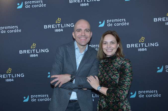 Édouard d'Arbaumont (PDG Breitling Europe) et Nathalie Péchalat (Nouvelle présidente de l'association Premiers de Cordée) au dîner de charité Breitling