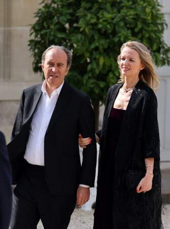Xavier Niel et sa compagne Delphine Arnault à l'Élysée le 8 juin 2024