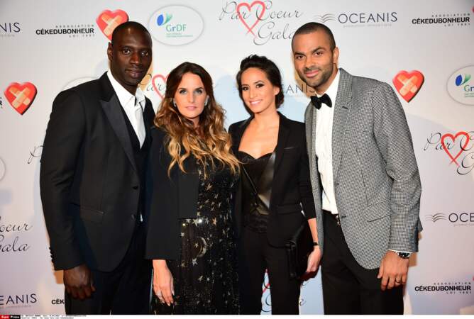 Hélène et Omar Sy accompagnés de Tony et Axelle Parker en 2015 lors d'un gala de charité.