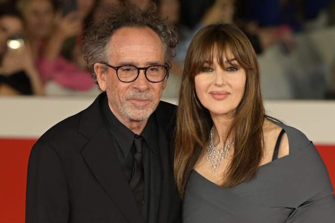 Tim Burton et Monica Bellucci à la première du film Diabolik lors de la 18ème édition du festival du film de Rome en octobre 2023